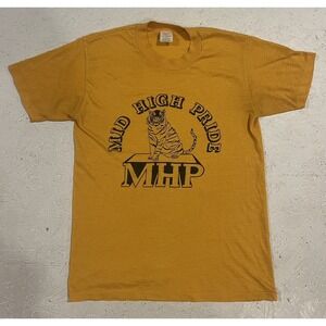 Vintage 1981 Stedman Mizzou Missouri Tigers Mid High‎ Pride Shirt Mens M Yellow
